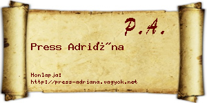 Press Adriána névjegykártya